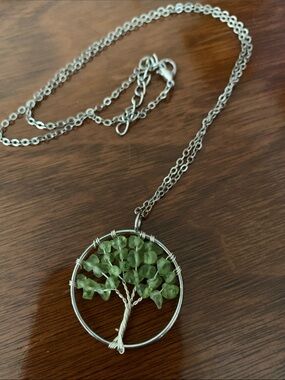 Green Gem Tree of Life Pendant Necklace